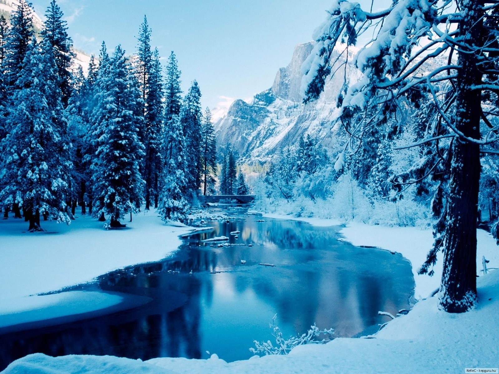 Snowy river in winter