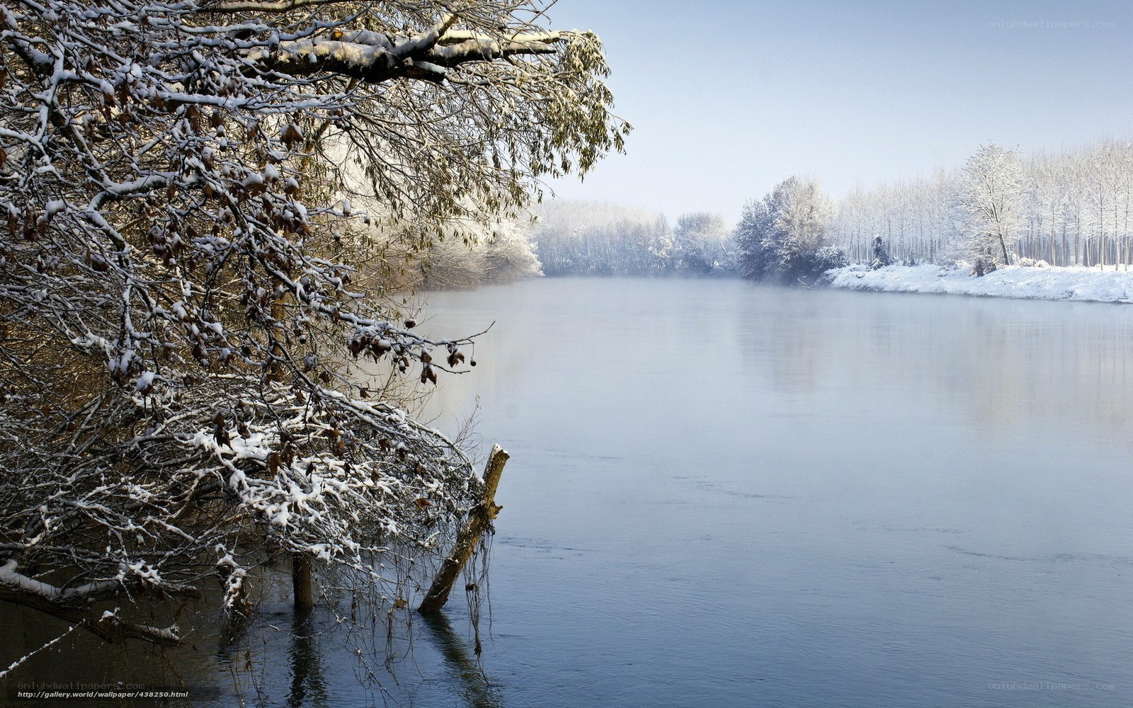 Snowy river in winter