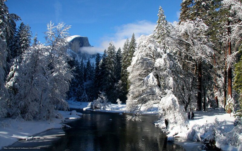 Snowy river in Yosemite