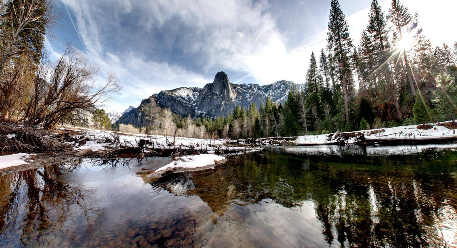 Snowy river in Yosemite