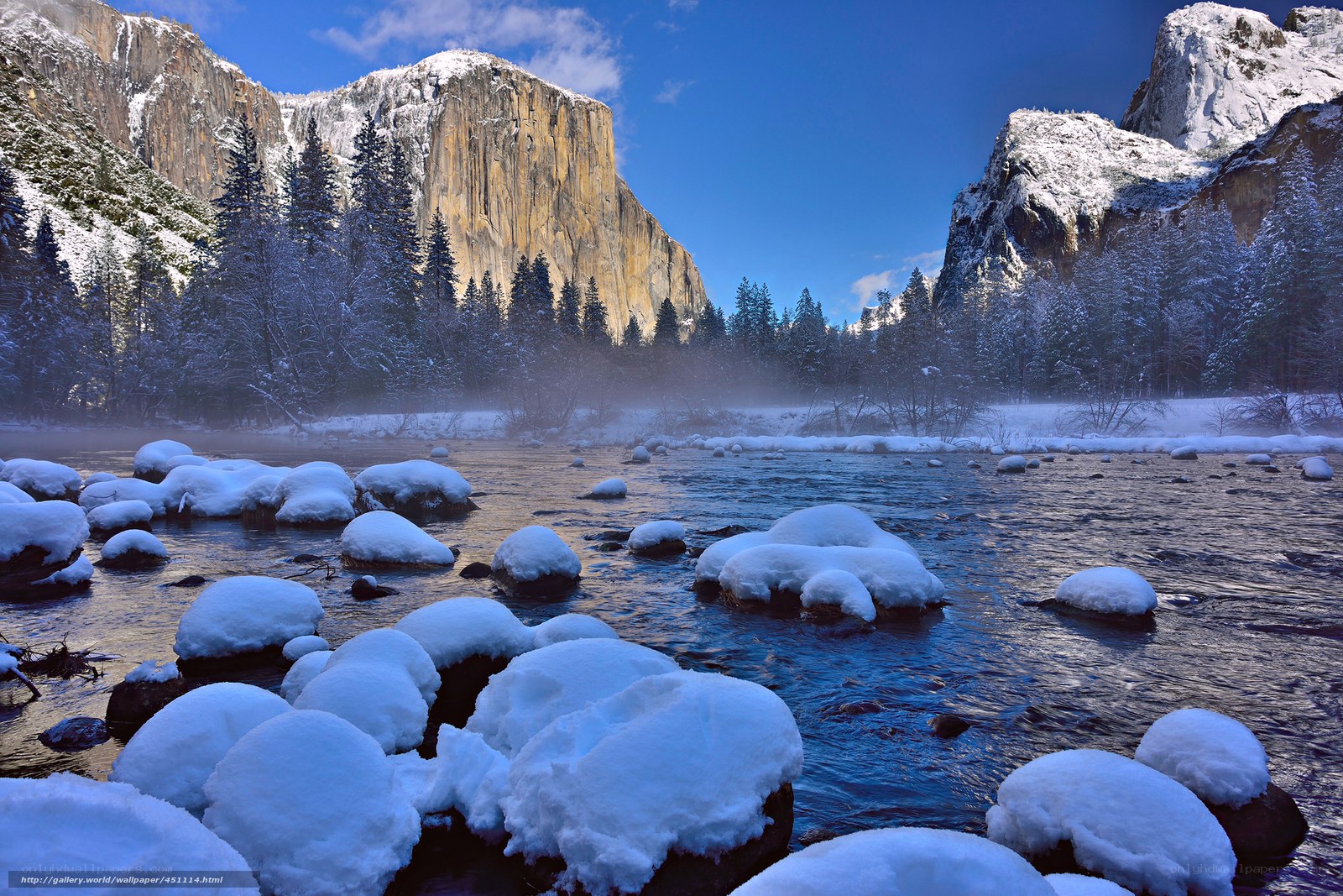 Snowy river in Yosemite