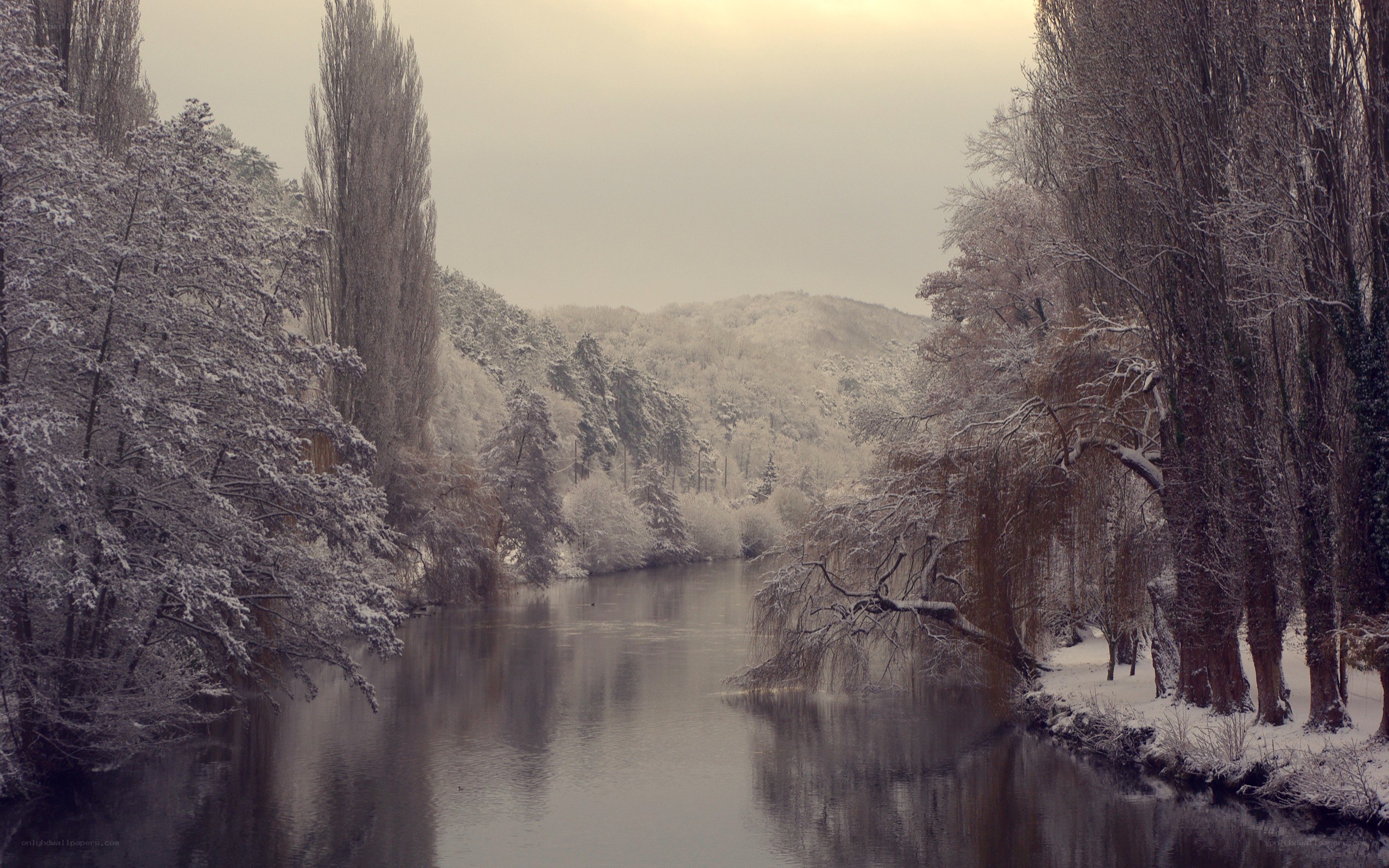Snowy river landscape
