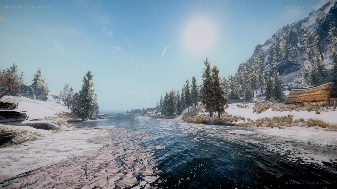 snowy river landscape