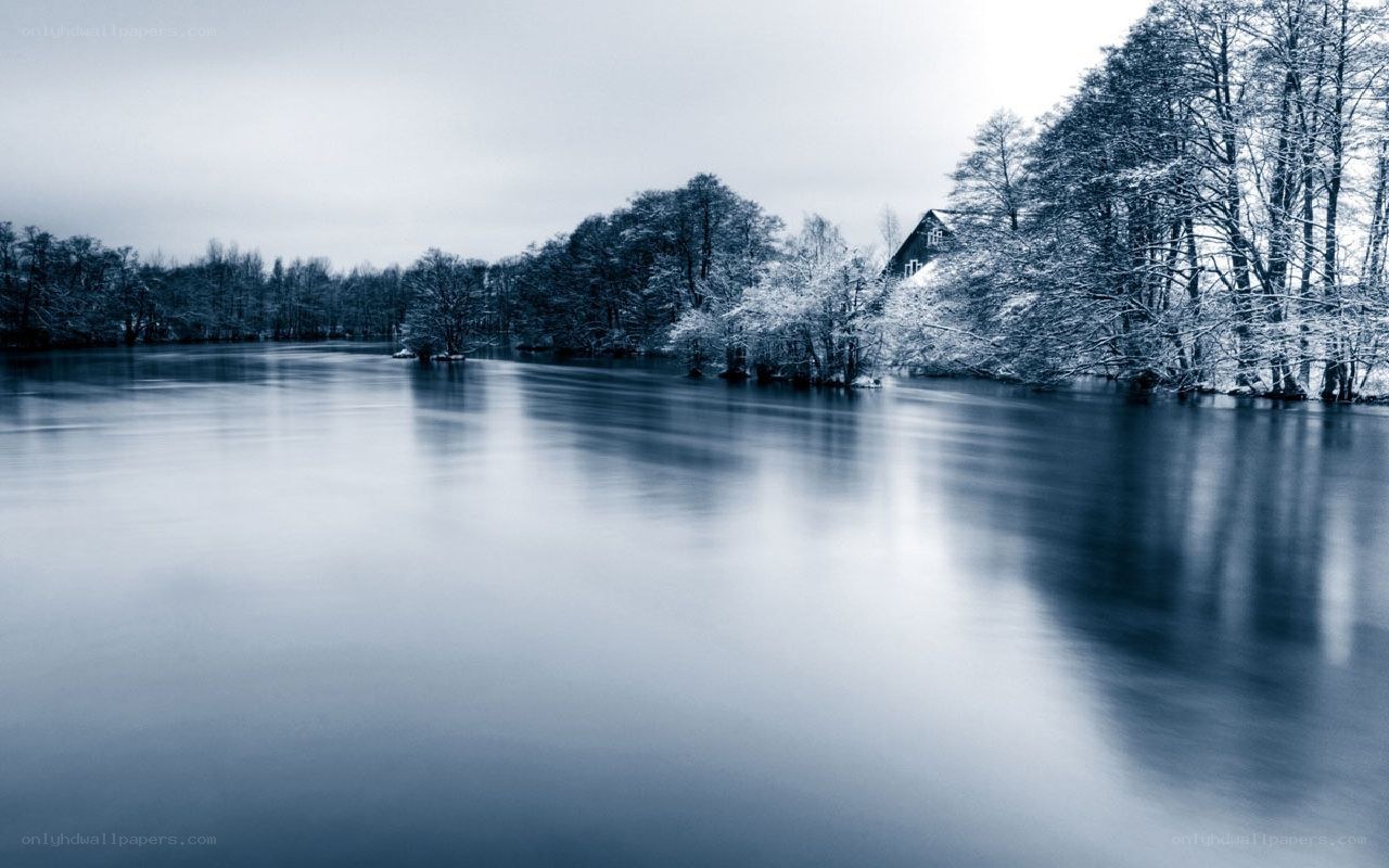 Snowy river landscape