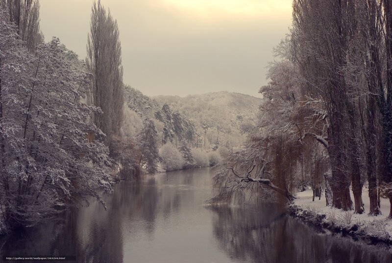 Snowy river landscape