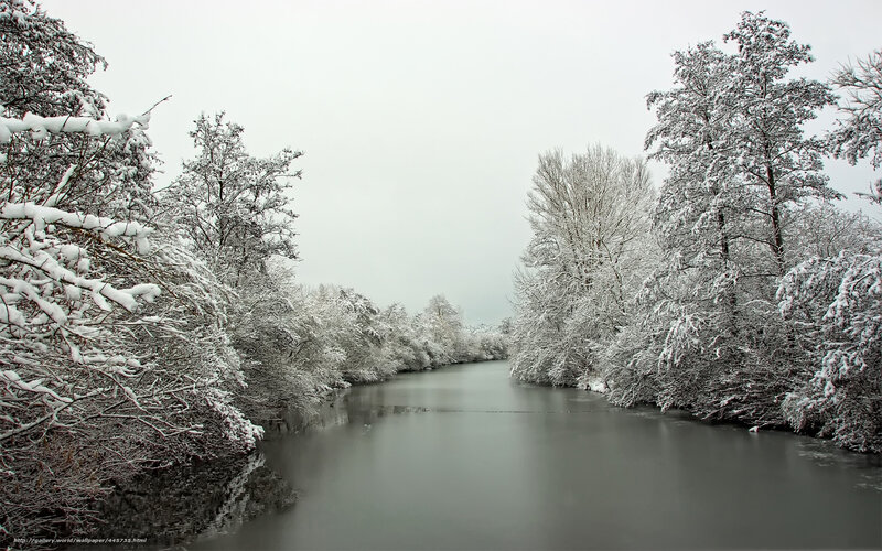Snowy river landscape