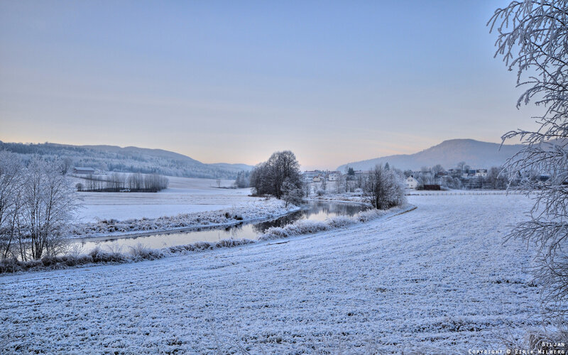 Snowy river landscape