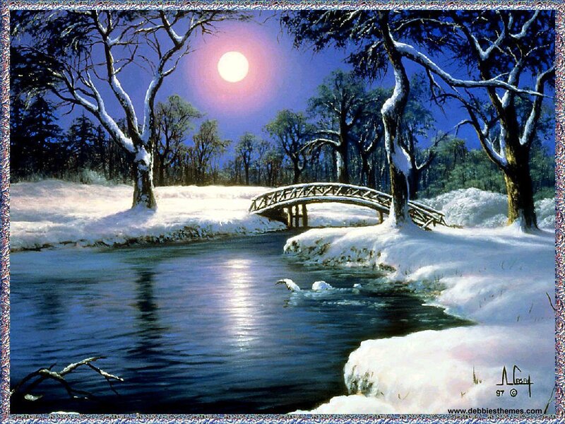 Snowy River Landscape — Blue, Serene, Night