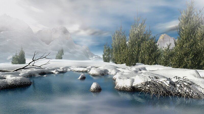 Snowy River Landscape — Blue, Serene, Winter