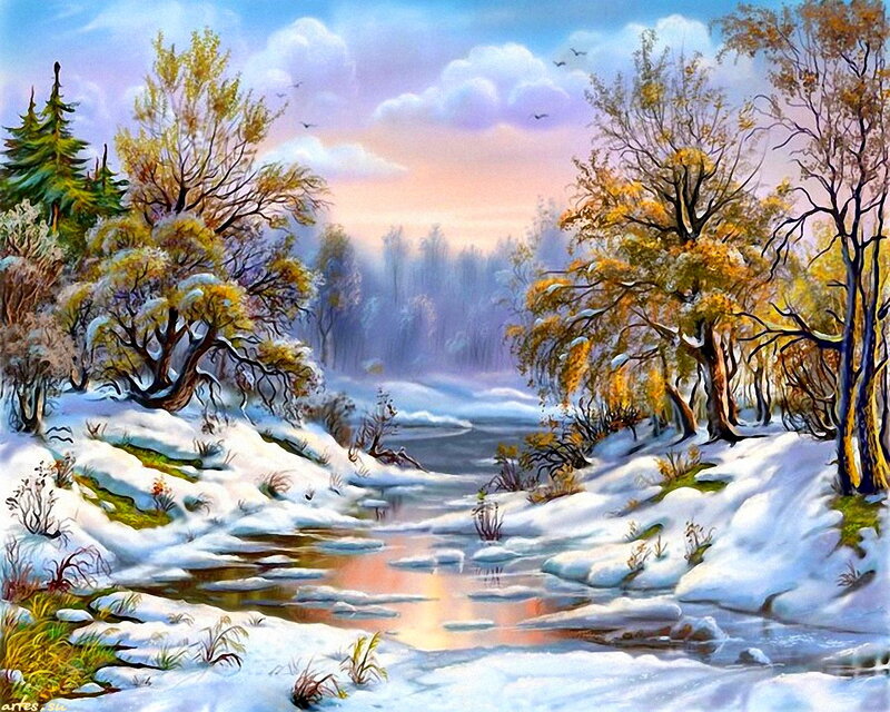 Snowy River Landscape — White, Serene, Winter