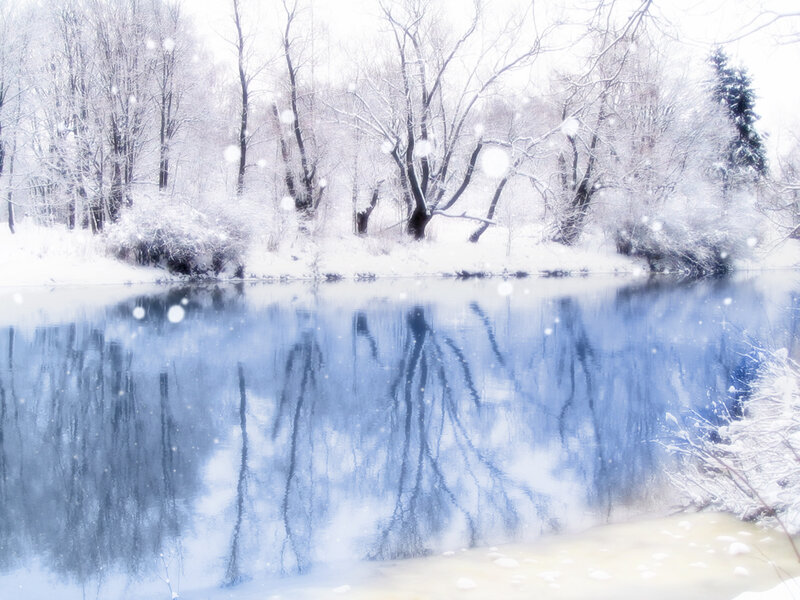 Snowy river reflection