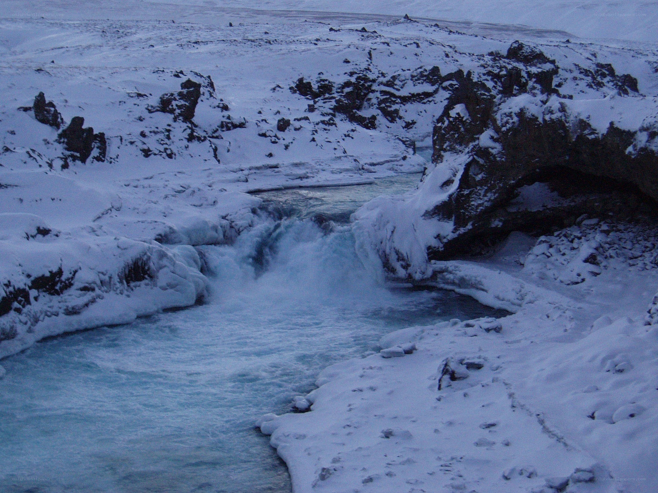 snowy river waterfall