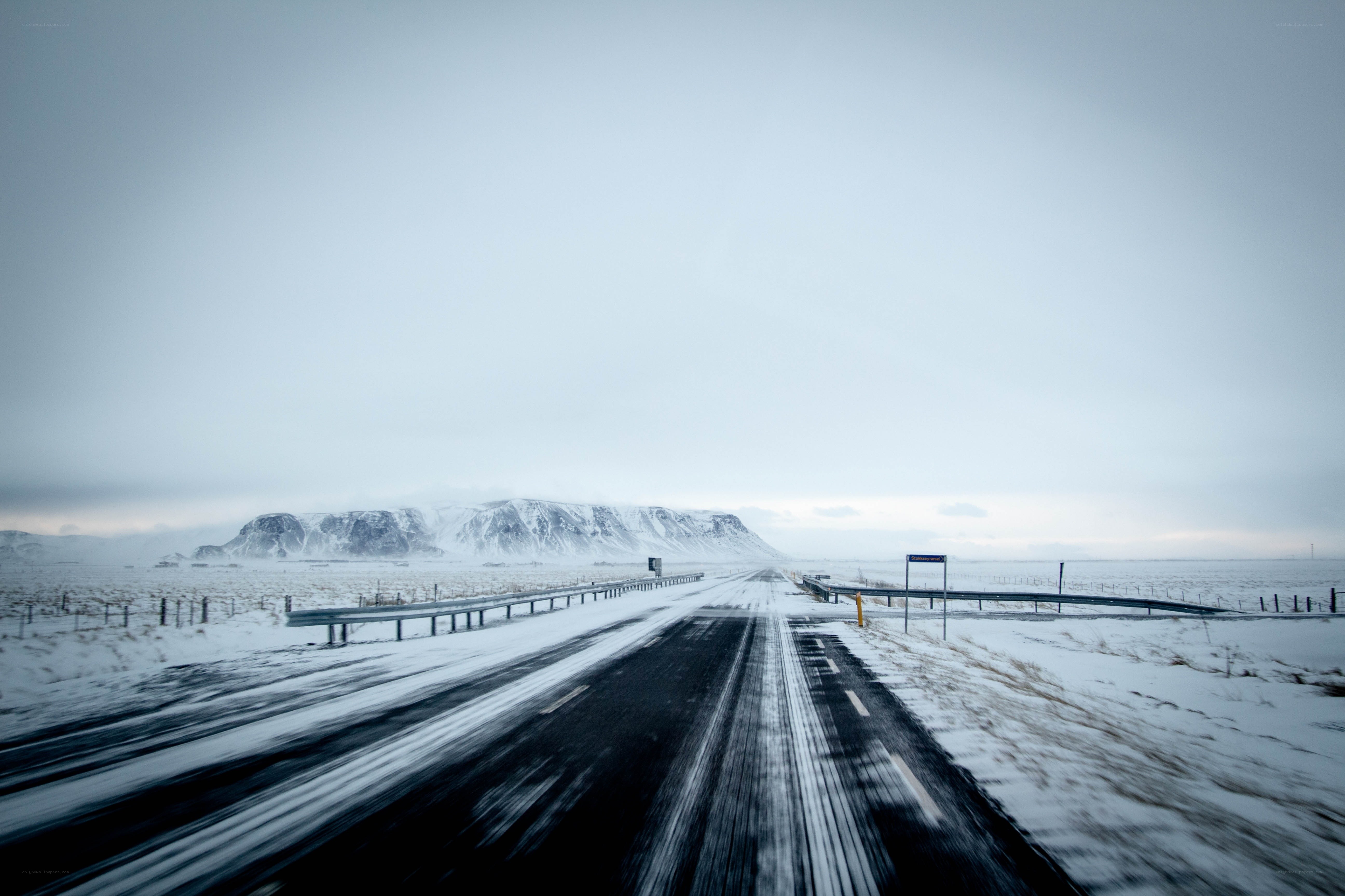 Snowy road in Iceland