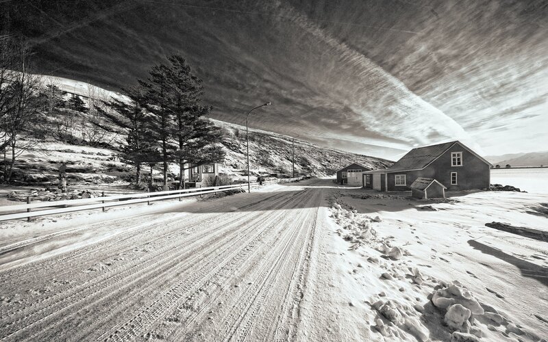 Snowy road in rural Iceland