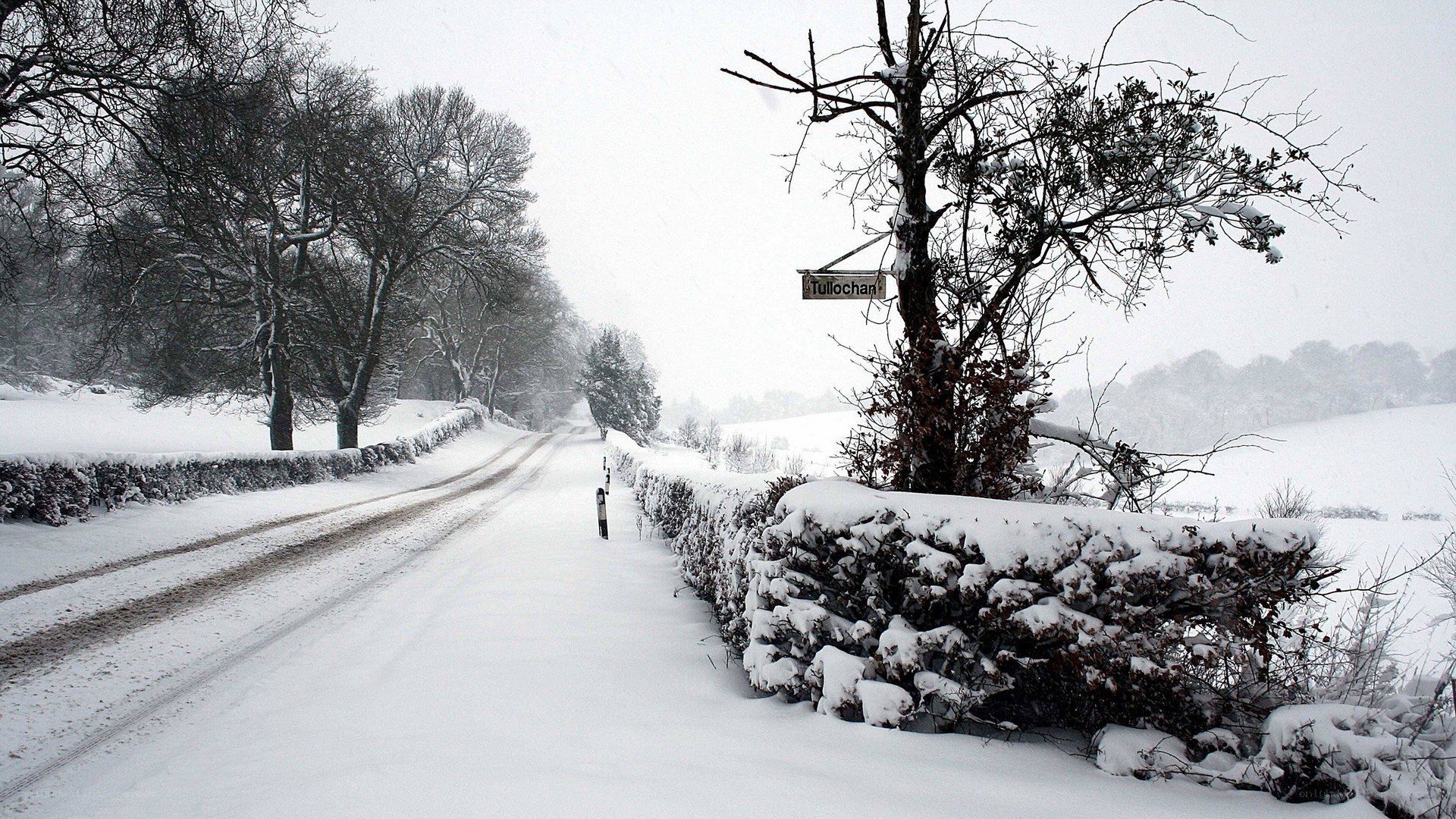 Snowy road in Tullachan