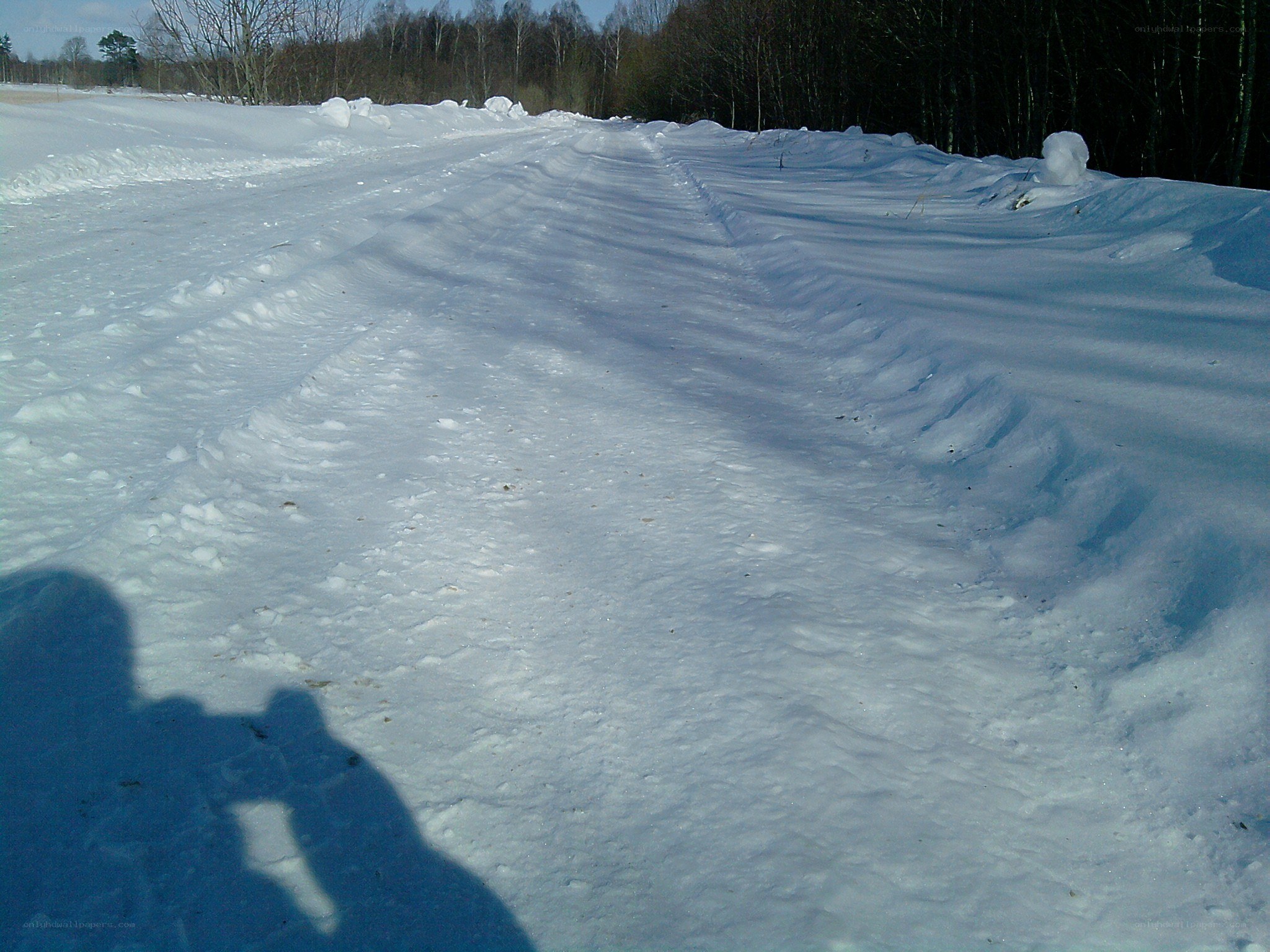 Snowy road in winter