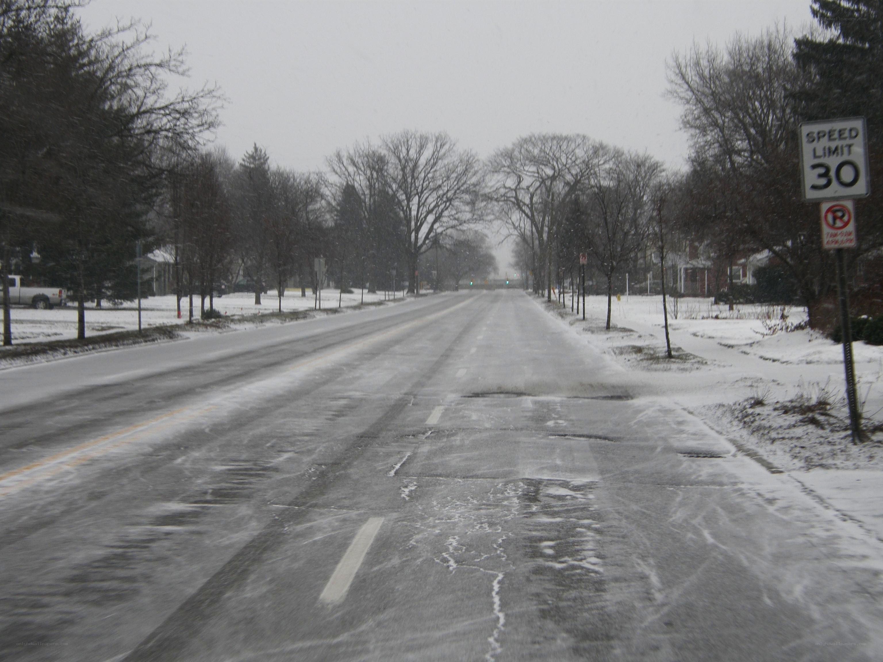 snowy road in winter