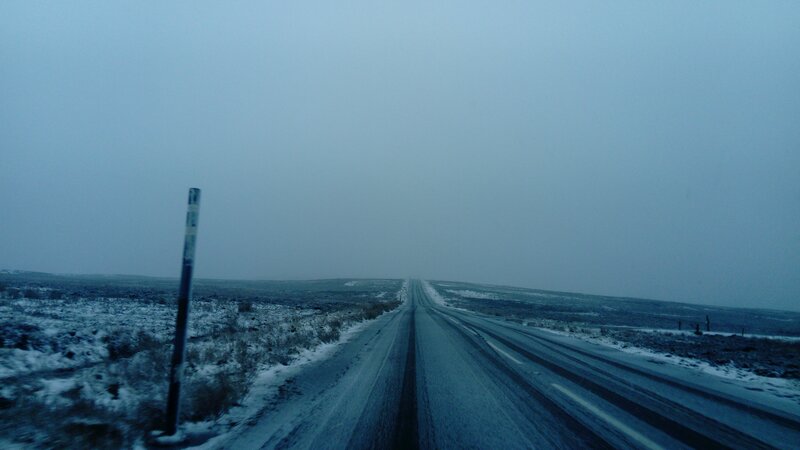 Snowy Road in Winter — Blue