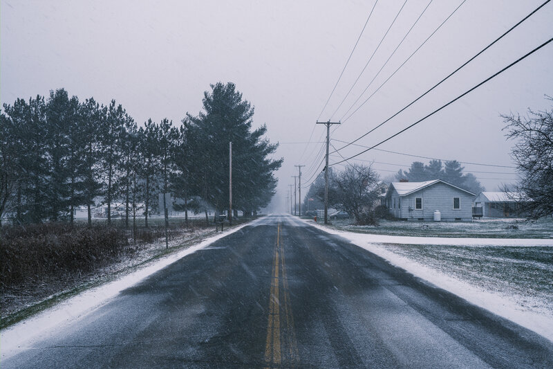 Snowy Road in Winter — Gray
