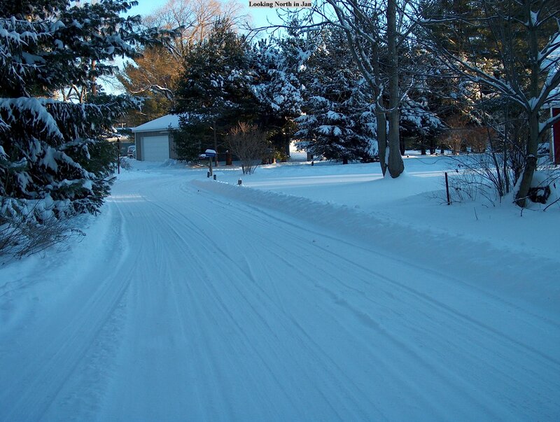 Snowy road looking north in January
