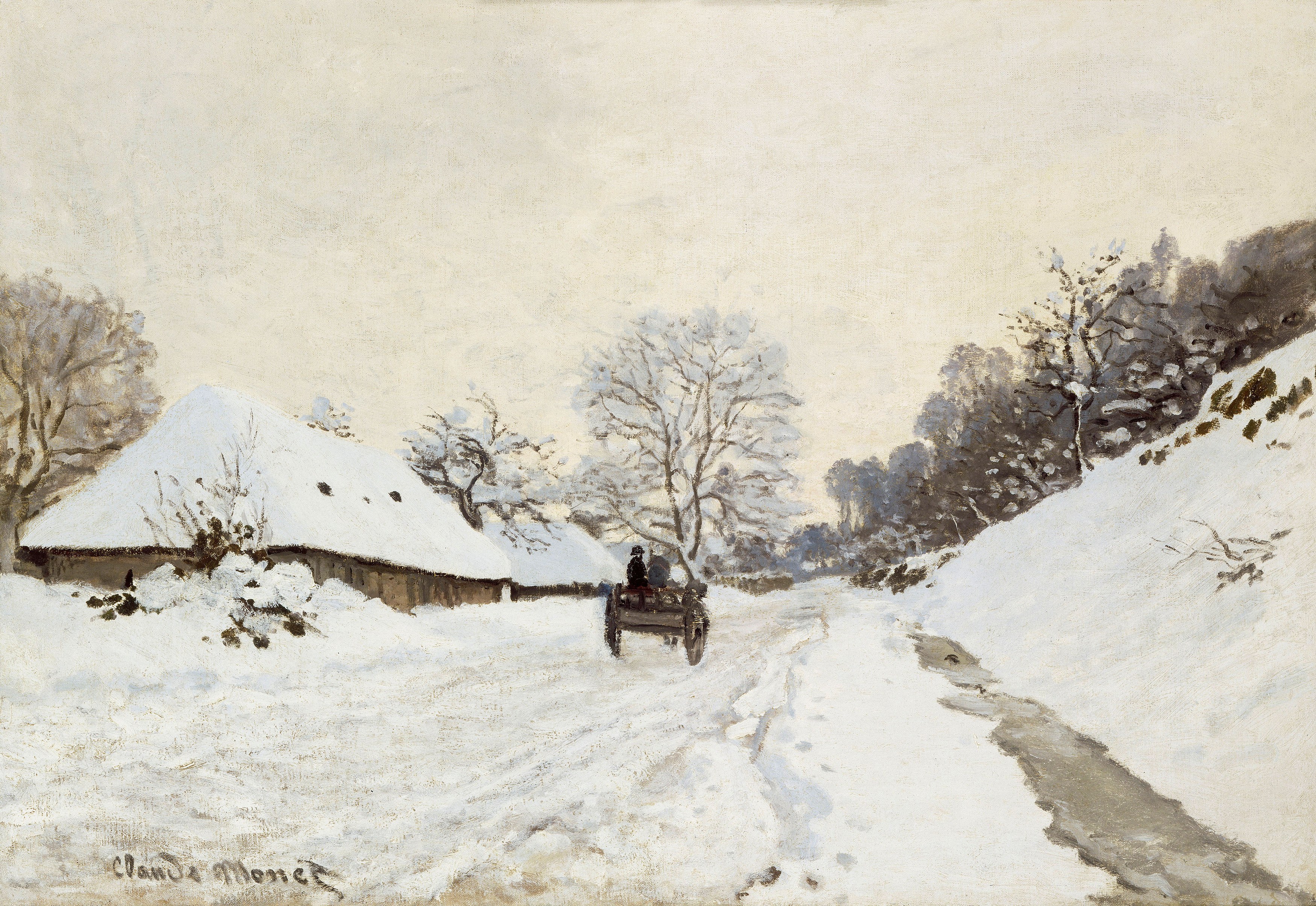 Snowy Road with Cart
