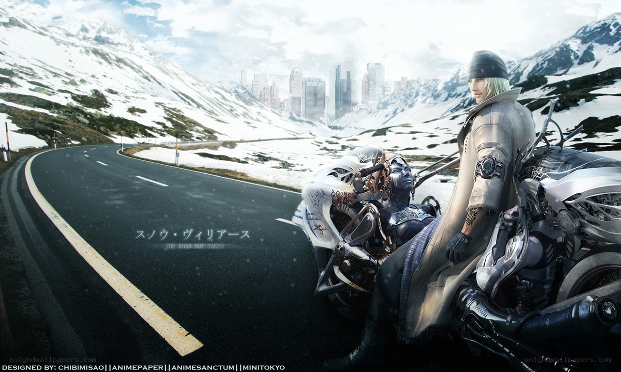 Snowy Road with Motorbike