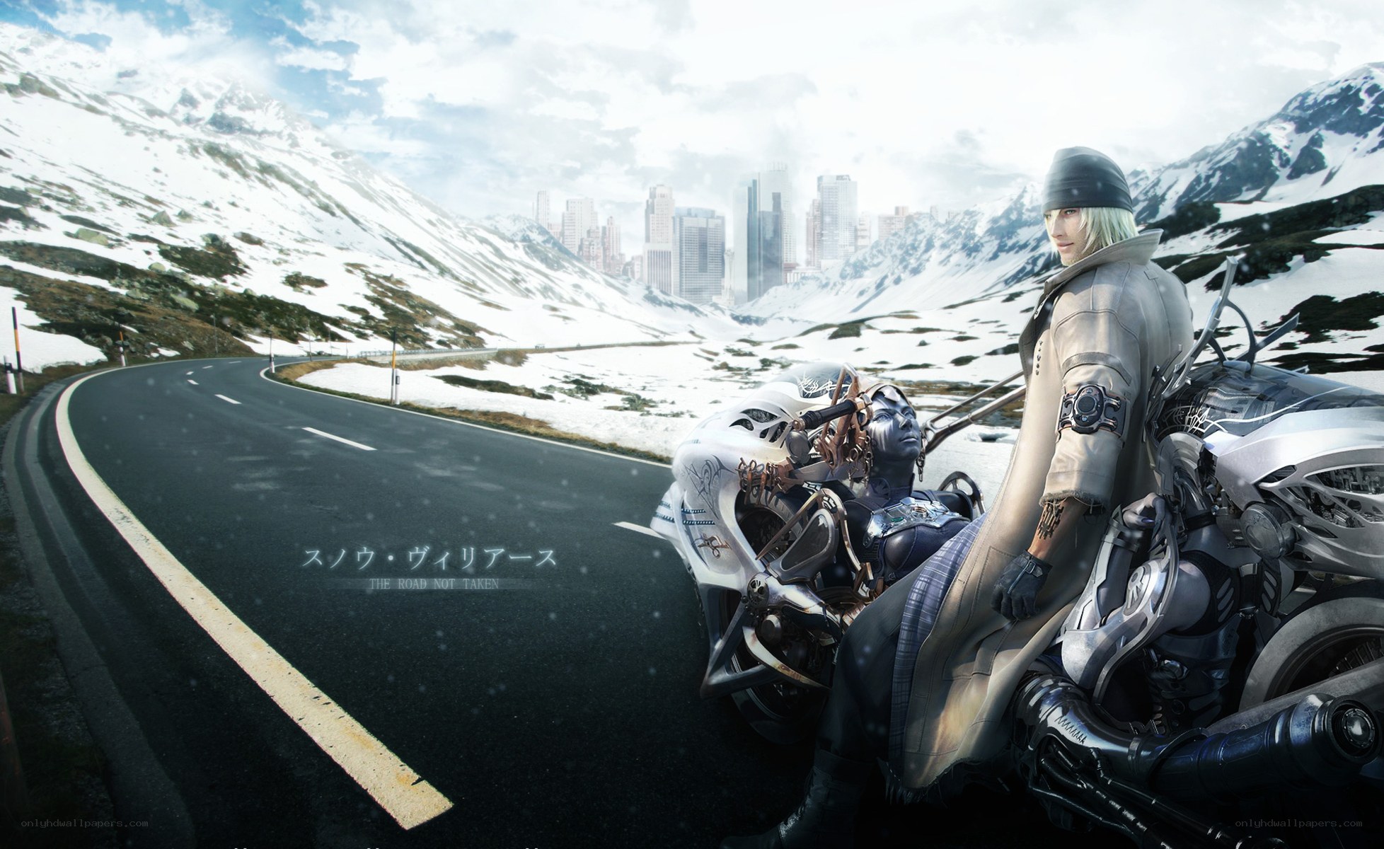 Snowy Road with Motorcyclists