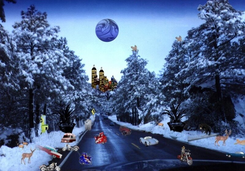 Snowy Road with Vehicles