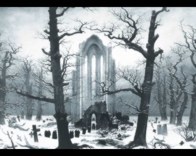 Snowy Ruins in a Forest