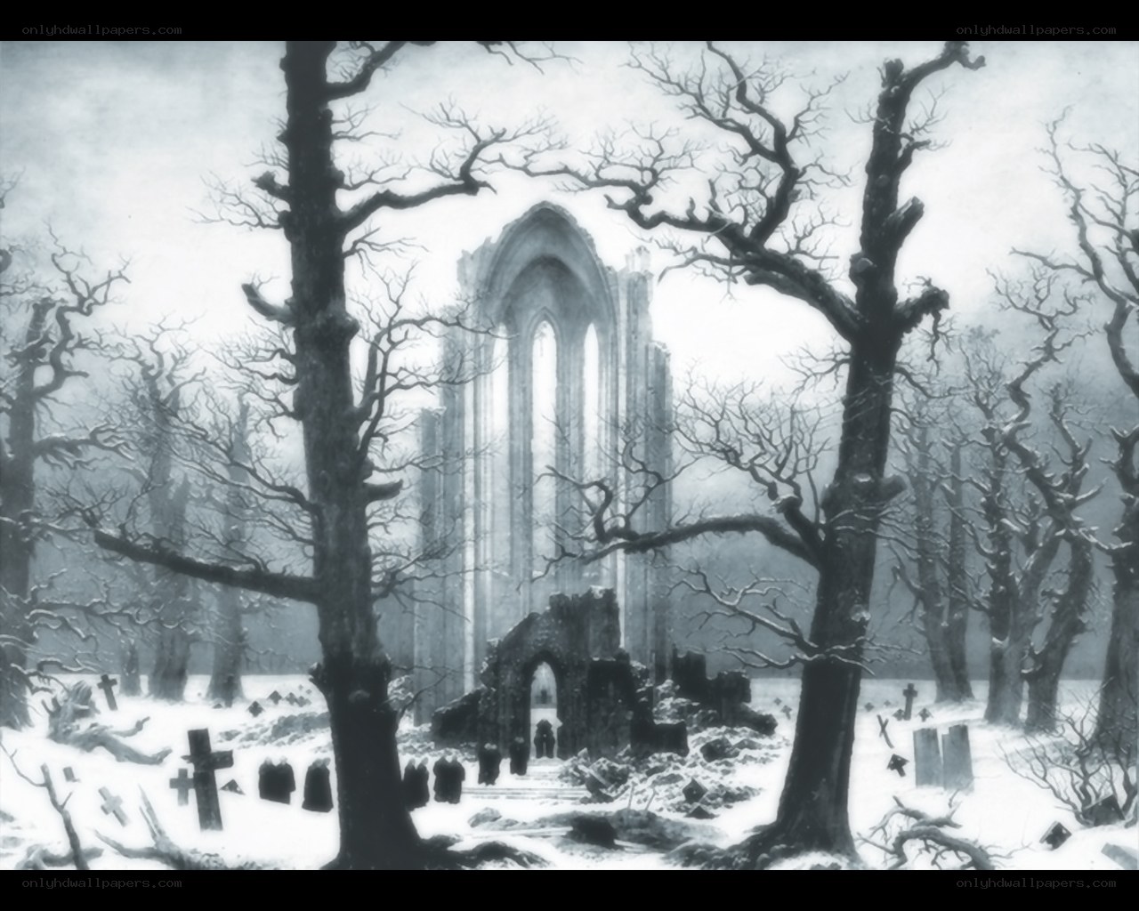 Snowy Ruins in a Forest