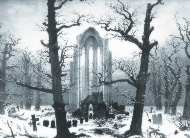 Snowy Ruins in a Forest