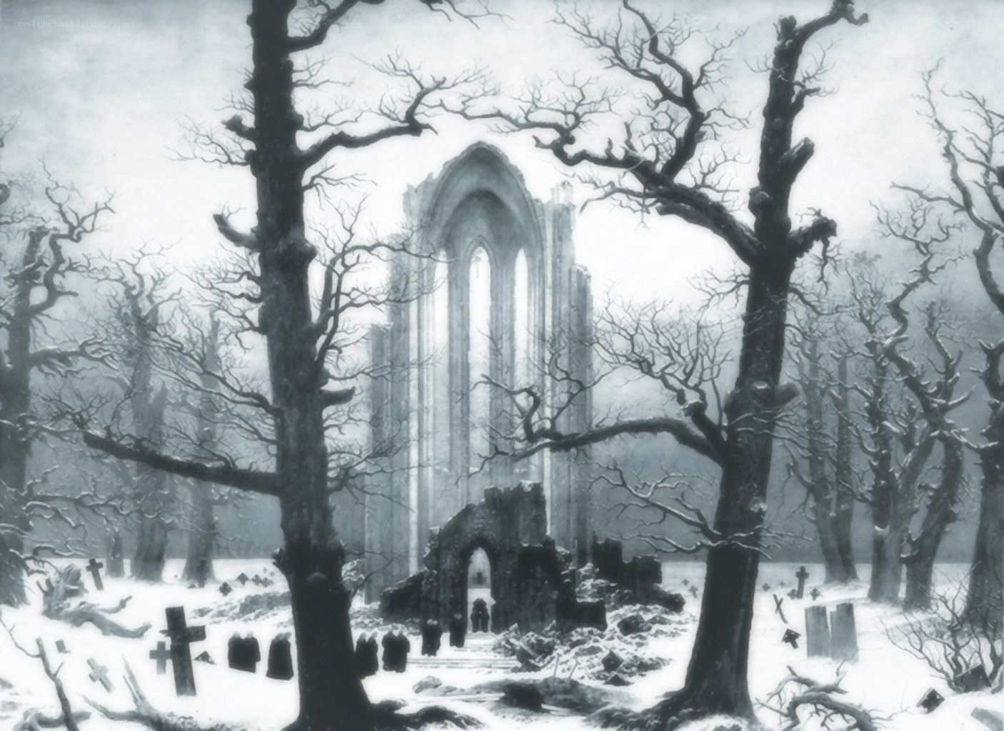 Snowy Ruins in a Forest