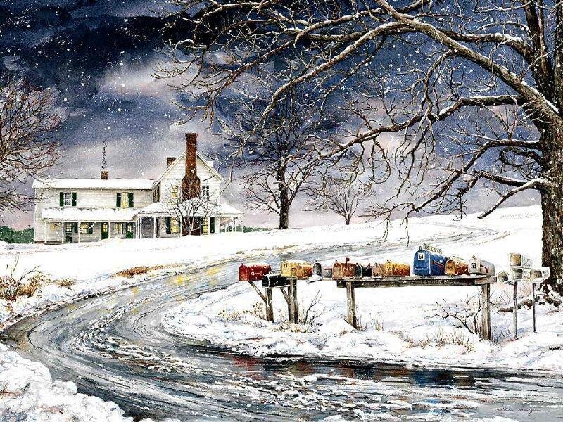 Snowy Rural House