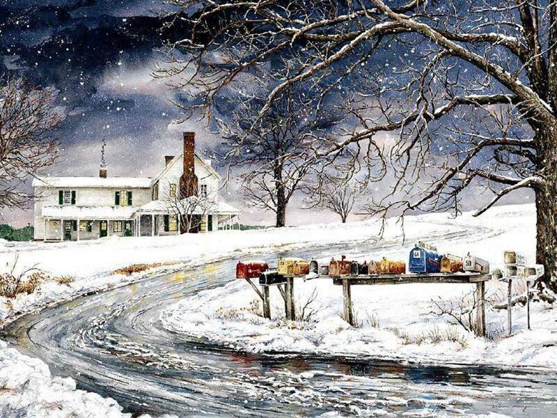 Snowy Rural House — White