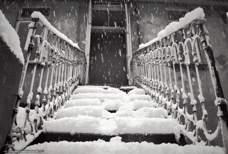 Snowy Staircase in Winter