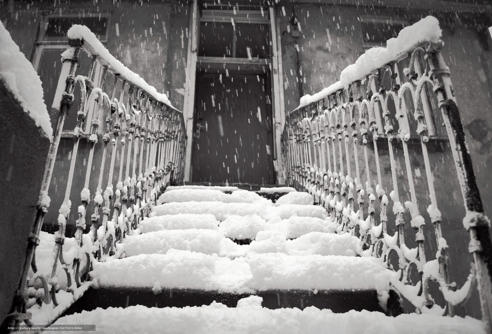 Snowy Staircase in Winter