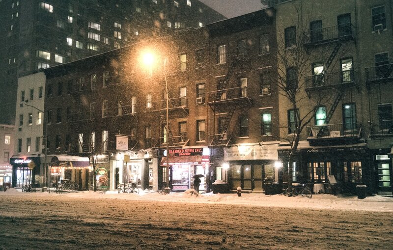 Snowy Street at Night — Brown, Cold