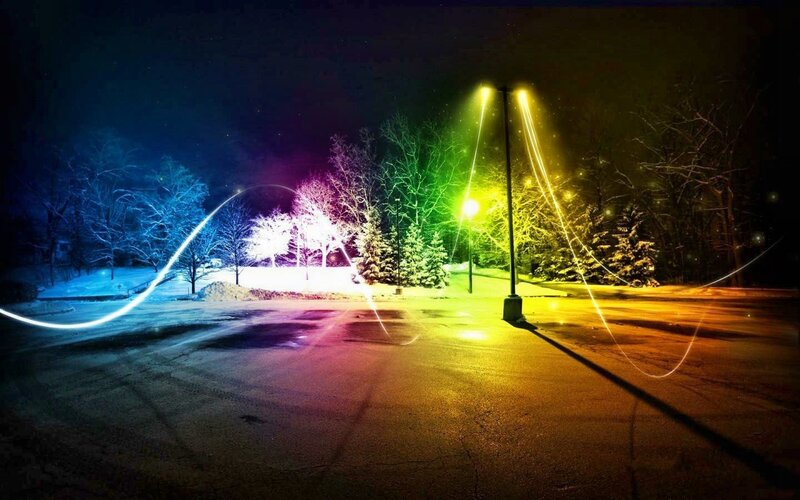 Snowy Street at Night — Yellow