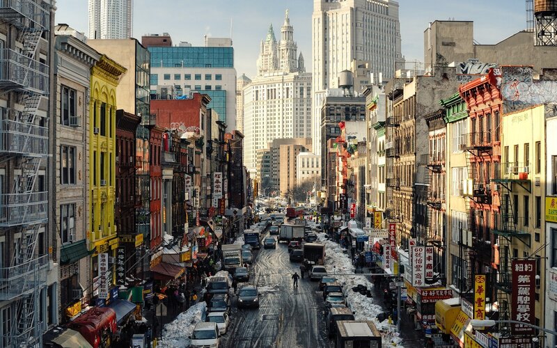 Snowy Street in Chinatown
