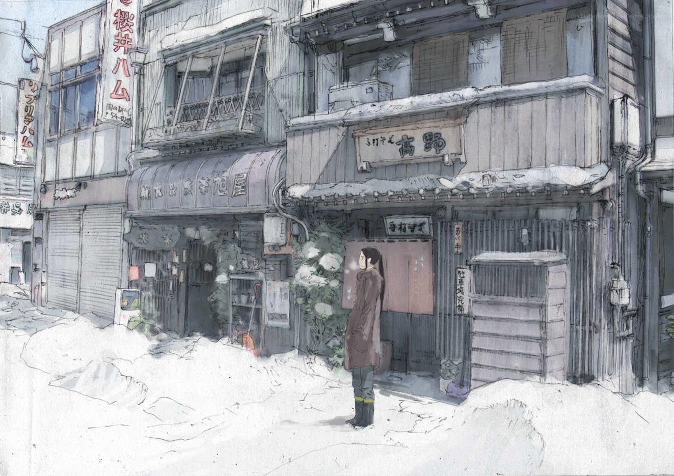 Snowy street in Japan