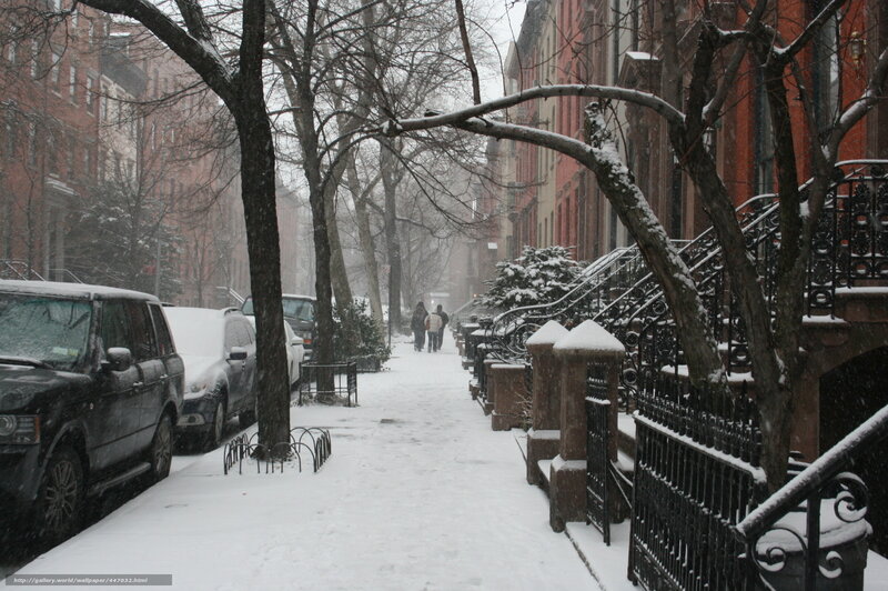Snowy street in New York