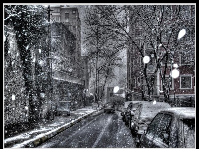 Snowy street in winter