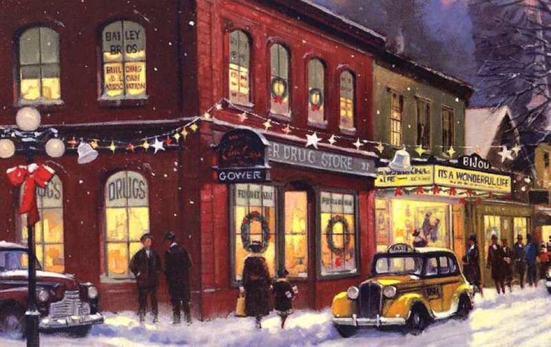 Snowy Street Scene — Red