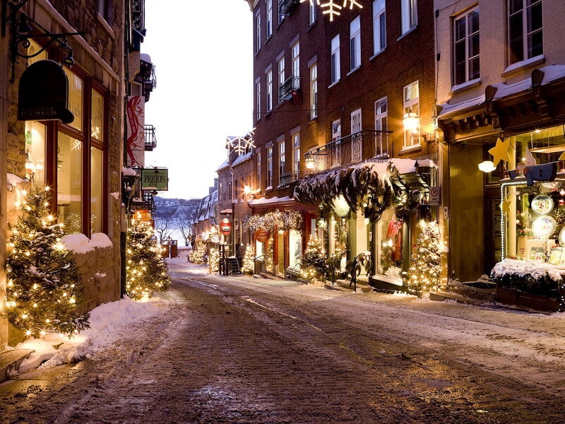 Snowy Street with Lights — Brown