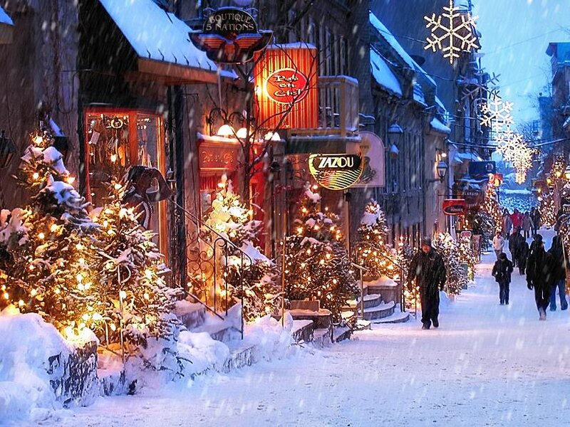 Snowy Street with Lights