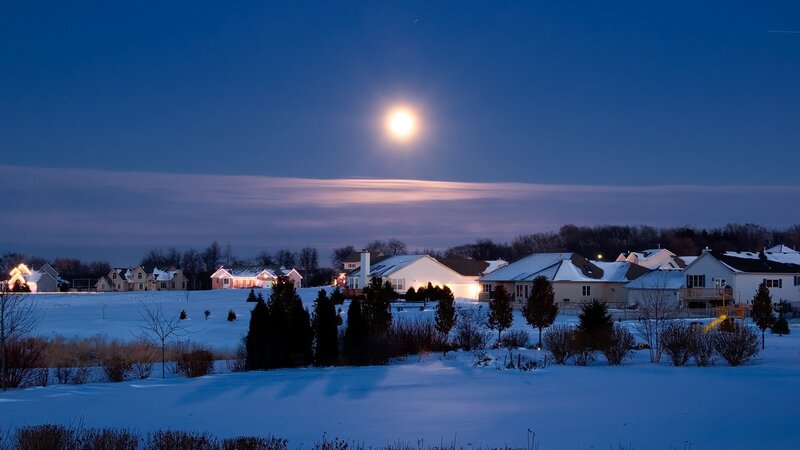 Snowy Suburban Neighborhood