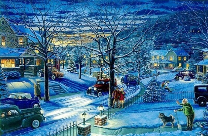 Snowy Suburban Street