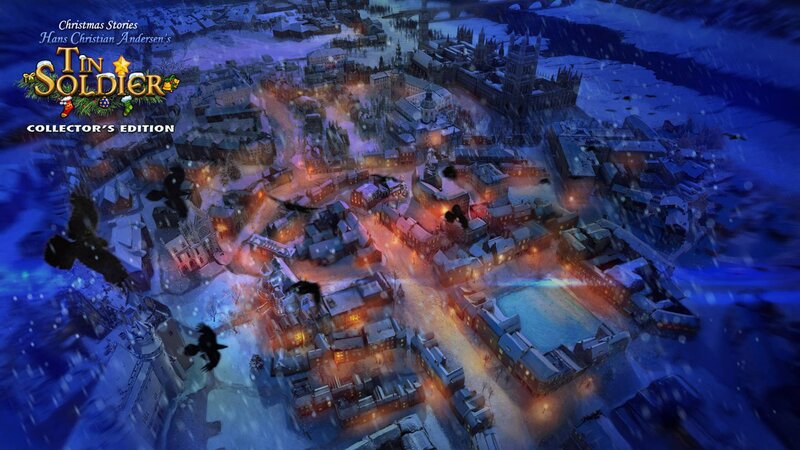 Snowy Town at Night — Blue, Dramatic