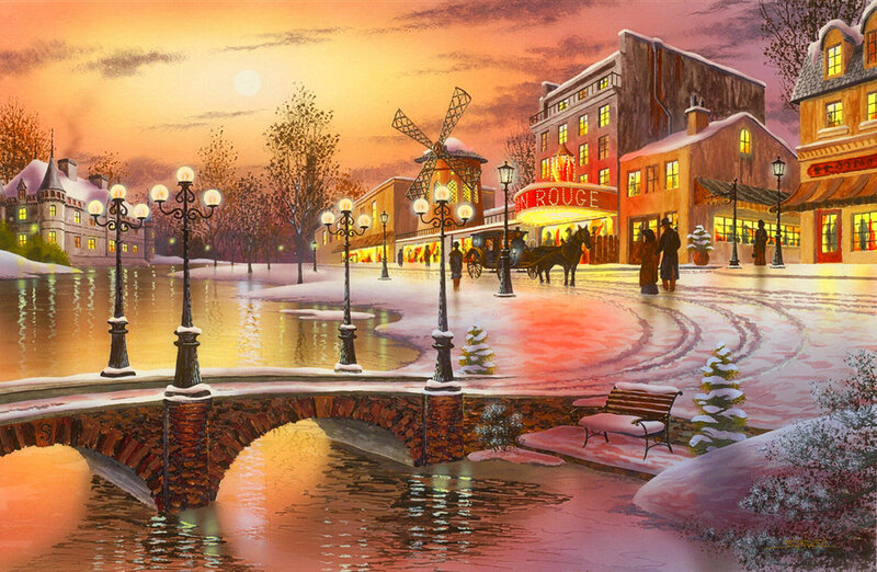 Snowy Town Square — Orange