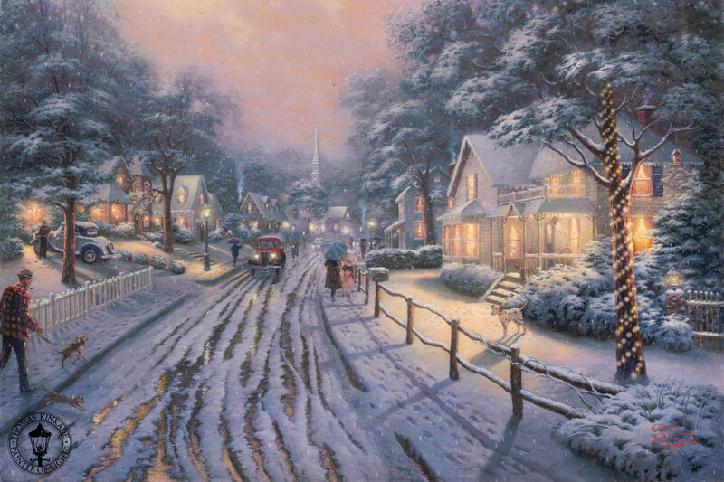 Snowy Town Street — White